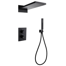 Душевая система для душа с термостатом Abber Weiss Insel AF8052B, чёрный матовый фото 