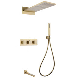 Душевая система для ванны с термостатом Abber Daheim AF8253G, золото матовый фото 