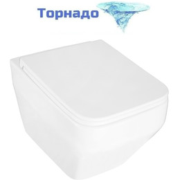 Унитаз подвесной безободковый Azario Moneo AZ-0062 UQ1 с тонкой крышкой микролифт (Система смыва торнадо) фото 