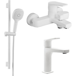 Набор смесителей 3 в 1 для ванны Azario Treya AZ-156805126+AZ-156845026+AZ-157820226, белый матовый фото 