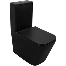 Унитаз-компакт безободковый Azario Black King AZ-8303-D с тонкой крышкой микролифт, чёрный матовый фото 