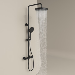 Душевая стойка с термостатом Sancos Teo SC11001MB, чёрный матовый фото 