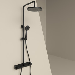 Душевая стойка с термостатом Sancos Teo SC11002MB, чёрный матовый фото 