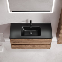 Тумба подвесная с раковиной Sancos Libra 100 см LB100ECH, дуб чарльстон (раковина Element CN7003MB) фото 