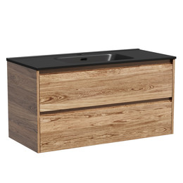 Тумба подвесная с раковиной Sancos Libra 100 см LB100ECH, дуб чарльстон (раковина Element CN7003MB) фото 