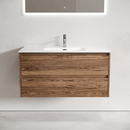 Тумба подвесная с раковиной-столешницей Sancos Libra 100 см LB100ECH, дуб чарльстон (раковина Element CN7003) фото 