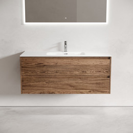 Тумба подвесная с раковиной-столешницей Sancos Libra 120 см LB120-1ECH, дуб чарльстон (раковина Element CN7006) фото 