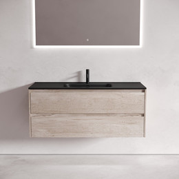 Тумба подвесная с раковиной-столешницей Sancos Libra 120 см LB120-1EG, дуб галифакс натуральный (раковина Element CN7006MB) фото 