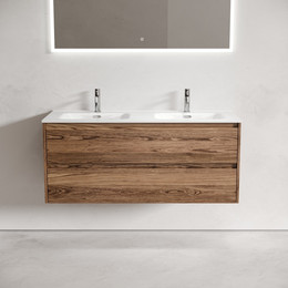 Тумба подвесная с раковиной Sancos Libra 120 см LB120-2ECH, дуб чарльстон (раковина Element CN7004) фото 