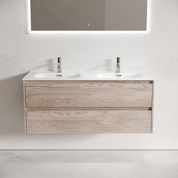 Тумба подвесная с раковиной Sancos Libra 120 см LB120-2EG, дуб галифакс натуральный (раковина Element CN7004) фото 