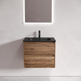 Тумба подвесная с раковиной Sancos Libra 60 см LB60ECH, дуб чарльстон (раковина Element CN7001MB) фото 