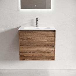 Тумба подвесная с раковиной Sancos Libra 60 см LB60ECH, дуб чарльстон (раковина Element CN7001) фото 