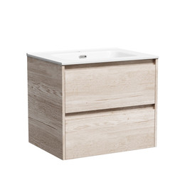 Тумба подвесная с раковиной Sancos Libra 60 см LB60EG, дуб галифакс натуральный (раковина Element CN7001) фото 