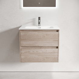 Тумба подвесная с раковиной Sancos Libra 60 см LB60EG, дуб галифакс натуральный (раковина Element CN7001) фото 