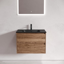 Тумба подвесная с раковиной-столешницей Sancos Libra 70 см LB70ECH, дуб чарльстон (раковина Element CN7007MB) фото 