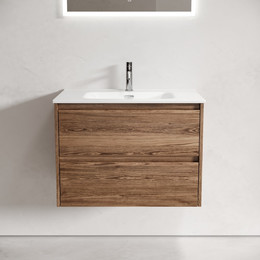 Тумба подвесная с раковиной-столешницей Sancos Libra 70 см LB70ECH, дуб чарльстон (раковина Element CN7007) фото 