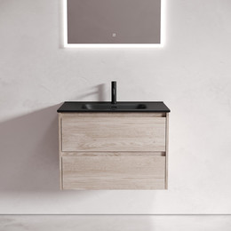 Тумба подвесная с раковиной-столешницей Sancos Libra 70 см LB70EG, дуб галифакс натуральный (раковина Element CN7007MB) фото 