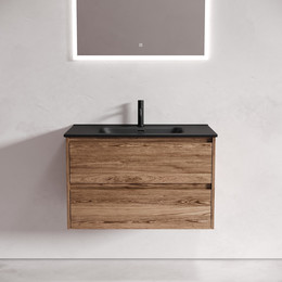 Тумба подвесная с раковиной-столешницей Sancos Libra 80 см LB80ECH, дуб чарльстон (раковина Element CN7005MB) фото 