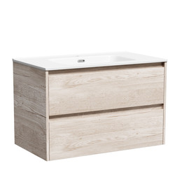 Тумба подвесная с раковиной Sancos Libra 80 см LB80EG, дуб галифакс натуральный (раковина Element CN7005) фото 
