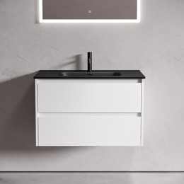 Тумба подвесная с раковиной-столешницей Sancos Libra 80 см LB80W (раковина Element CN7005MB) фото 