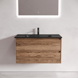 Тумба подвесная с раковиной-столешницей Sancos Libra 90 см LB90ECH, дуб чарльстон (раковина Element CN7002MB) фото 