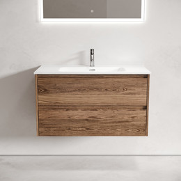 Тумба подвесная с раковиной-столешницей Sancos Libra 90 см LB90ECH, дуб чарльстон (раковина Element CN7002) фото 