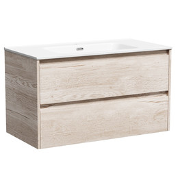 Тумба подвесная с раковиной Sancos Libra 90 см LB90EG, дуб галифакс натуральный (раковина Element CN7002) фото 