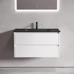 Тумба подвесная с раковиной-столешницей Sancos Libra 90 см LB90W (раковина Element CN7002MB) фото 