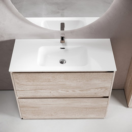 Тумба напольная с раковиной Sancos Libra Floor 100 см LB100FEG, дуб галифакс натуральный (раковина Element CN7003) фото 