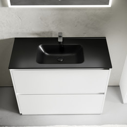 Тумба напольная с раковиной Sancos Libra Floor 100 см LB100FW (раковина Element CN7003MB) фото 