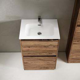 Тумба напольная с раковиной Sancos Libra Floor 60 см LB60FECH, дуб чарльстон (раковина Element CN7001) фото 