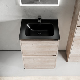 Тумба напольная с раковиной Sancos Libra Floor 60 см LB60FEG, дуб галифакс натуральный (раковина Element CN7001MB) фото 