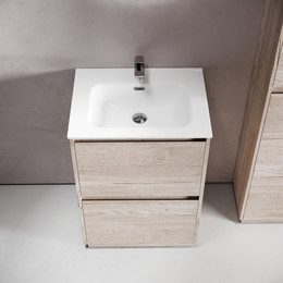 Тумба напольная с раковиной Sancos Libra Floor 60 см LB60FEG, дуб галифакс натуральный (раковина Element CN7001) фото 