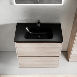 Тумба напольная с раковиной Sancos Libra Floor 80 см LB80FEG, дуб галифакс натуральный (раковина Element CN7005MB) фото 