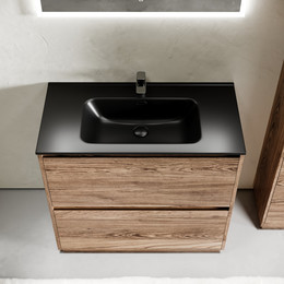 Тумба напольная с раковиной Sancos Libra Floor 90 см LB90FECH, дуб чарльстон (раковина Element CN7002MB) фото 