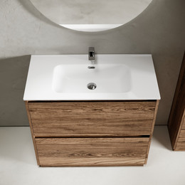 Тумба напольная с раковиной Sancos Libra Floor 90 см LB90FECH, дуб чарльстон (раковина Element CN7002) фото 