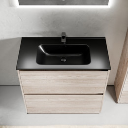 Тумба напольная с раковиной Sancos Libra Floor 90 см LB90FEG, дуб галифакс натуральный (раковина Element CN7002MB) фото 