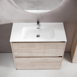 Тумба напольная с раковиной Sancos Libra Floor 90 см LB90FEG, дуб галифакс натуральный (раковина Element CN7002) фото 