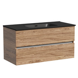 Тумба подвесная с раковиной-столешницей Sancos Urban 100 см UR100ECH, дуб чарльстон (раковина Element CN7003MB) фото 
