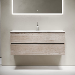 Тумба подвесная с раковиной-столешницей Sancos Urban 120 см UR120-1EG, дуб галифакс натуральный (раковина Element CN7006) фото 