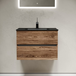 Тумба подвесная с раковиной-столешницей Sancos Urban 70 см UR70ECH, дуб чарльстон (раковина Element CN7007MB) фото 