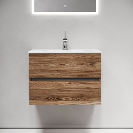 Тумба подвесная с раковиной-столешницей Sancos Urban 70 см UR70ECH, дуб чарльстон (раковина Element CN7007) фото 