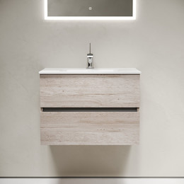 Тумба подвесная с раковиной-столешницей Sancos Urban 70 см UR70EG, дуб галифакс натуральный (раковина Element CN7007) фото 