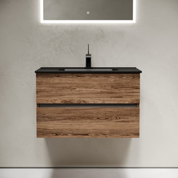 Тумба подвесная с раковиной-столешницей Sancos Urban 80 см UR80ECH, дуб чарльстон (раковина Element CN7005MB) фото 