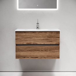 Тумба подвесная с раковиной-столешницей Sancos Urban 80 см UR80ECH, дуб чарльстон (раковина Element CN7005) фото 