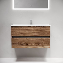 Тумба подвесная с раковиной-столешницей Sancos Urban 90 см UR90ECH, дуб чарльстон (раковина Element CN7002) фото 