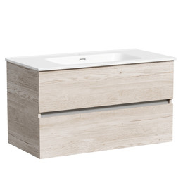 Тумба подвесная с раковиной-столешницей Sancos Urban 90 см UR90EG, дуб галифакс натуральный (раковина Element CN7002) фото 