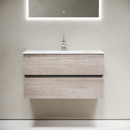 Тумба подвесная с раковиной-столешницей Sancos Urban 90 см UR90EG, дуб галифакс натуральный (раковина Element CN7002) фото 