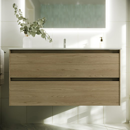 Тумба подвесная с раковиной-столешницей Sancos Cento 100 см CN100KE, карпатская ель фото 