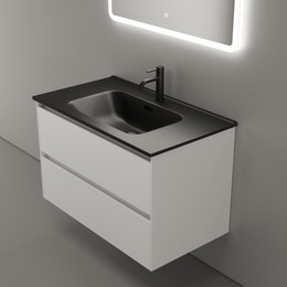 Тумба подвесная с раковиной-столешницей Sancos Cento 80 см CN80W (раковина Element CN7005MB) фото 